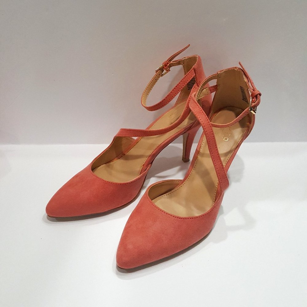 APT. 9 Defined Comfort Frittata Heels, Upper Textile, Suede, Rose Pink, Size 7M